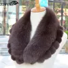 ZDFURS femmes hiver manteau col accessoires véritable écharpe de fourrure avec dentelle rex ZDC163006 Y201007284h
