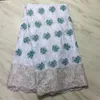 5 yards / lot 아름다운 청록 아프리카 코튼 패브릭 꽃 자수 스위스 Voile 레이스 Dressing PL11722