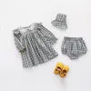 Clothing Sets LZH 2022 Spring My Sister And Me Clothes Outfit Lattice Born Baby Girls Dresses For Kids Long Sleeve Set 0-5Y