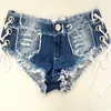 1 pz Womens Sexy Jeans Denim Shorts Summer Fashion Pure Cotone Lace-up Super Skinny Skinny Short Young Donne 210621