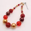 Barn Chunky Pearl Beaded Necklace Red Rhinestone Bubblegum Armband For Girls Children Jewely Party Gift2567306