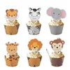 Weigao Lion Monkey Cake Toppers Jungle Birthday Theme Party Decor Decor Cupcake Wrapper Cupcake Decor per bambini Compleanno Festa Forniture Y200618