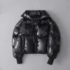 2022 invierno brillante abajo Parka mujer cuero impermeable abrigo bordado chaqueta de gran tamaño suelto cálido grueso Parka mujeres chaquetas