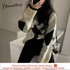 Yitimuceng Contraste Couleur Femme Chandails À Manches Longues Pulls Tricotés Hiver Vêtements Décontractés Automne Coréen Mode Tops 210601