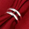 Unisex Twee-lijn sterling verzilverde ringen maat open DMSR038 populaire 925 zilveren plaat vinger ring sieraden Band Rings295e