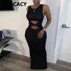 Kobiety Dorywczo Bez Rękawów Solidna Maxi Dress Classy Kościół Party Wieczór Długie Vestidos Robe 210623