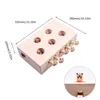 Giocattoli per gatti Divertente Caccia in legno Giocattolo Labirinto Pet Hit Hamster Catch Bite Interactive Con 3/5 fori per topi Forniture per gatti