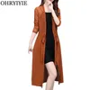 Ohryiyie Büyük Boy 5XL İlkbahar Yaz Boy Uzun Hırka Kazak Kadın Örme Şal Güneş Kremi Lady Coat L-5XL 211018