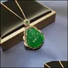 Necklaces Pendants Jewelry High Ice Chalcedony Charms Maitreya Buddha Pendant Gold Inlaid With Jade Fl Of Green Sun Drop Deliver8107278