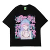 Hip Hop Streetwear Harajuku Camiseta Japonesa Anime Girl Illusion Imprimir Tshirt Homens Verão Manga Curta Algodão Loose Top Tees 210527