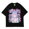 Hip Hop Streetwear Harajuku T-shirt Japanische Anime Mädchen Illusion Print T-shirt Männer Sommer Kurzarm Baumwolle Lose Top Tees 210527