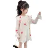 Robes d'enfants pour filles Cherry Pattern est Kid Spring Costumes pour enfants 6 8 10 12 14 210528
