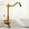 360 degree swivel Kitchen Faucets Antique Brass Porcelain Bathroom Basin Mixer Hot Cold Tap Antique Faucet 6067 T200424