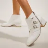 ブーツサラエリファッションジッパーソリッドスクエアヒール簡潔な女性靴素晴らしい品質モダンな快適なオフィスレディ