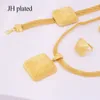 Dubai gold 24K Jewelry sets for women African bridal Wedding gifts party Necklace square earrings ring bracelet jewellery set 20094684174