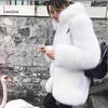 Lanxirui Jesień Zima Damska Moda Faux Futro Płaszcze Futrzane Faux Fur Coat Fałszywe Futro Furry Płaszcz Kurtka Kobiet ubrania Y0829