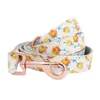 Girl Dog Collar and Leash Set med blomma för stort litet bomullstyg Rose Gold Metal Buckle Y200515