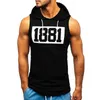 Men's Tank Tops Brand Gyms Clothing Mens Bodybuilding Hooded Top Cotton Sleeveless Vest Sweatshirt Fitness Workout Sportswear Male