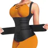 Waist Trainer Body Shaper for Women Plus Size 2 Straps Steel Bones Workout Sauna Trimmer Neoprene Slimming Exercise Corset Tops 211229