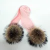 Kvinnor Vinter Scarf 2020 Fur Pompom Scarves Tjock Varm Headband Lady Shawls Wraps Blanket Kvinna Hat Scarf Set Q0828