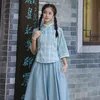 Tradycyjny chiński scena nosić kobieta tang garnitur top + spódnica zestaw vintage kratę hanfu bawełna oddychająca odzież wygodne ubrania telewizyjne odzież