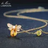LAMOON Bee 925 Sterling Silver Necklace Natural Citrine Gemstone Necklaces 14K Real Gold Plated Chain Pendant Jewelry LMNI015 21065020165