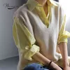 Femmes Gilet Simple All-Match Printemps Automne Col En V Lâche Solide Mode Coréenne Casual Tricoté Sans Manches Femme Débardeur B-136 210915