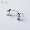 Blue Crystal Rocket Stud Earrings For Women Exquisite Tiny Trendy 925 Sterling Silver Jewelry Female Korean Accessories 210707