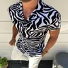 Mäns Casual T Shirts 2021 Sommar European American Slim Shirt Fashion Printed Cardigan Kortärmad Kläder