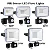 20W LED Motion Sensor Flood Lights Utomhus Floodlight, 100W 50W 30W 10W PIR induktionslampa, intelligent ljus, 6000K, cool vit