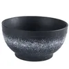 수제 일본 Donburi Bowl 대형 35oz 세라믹라면 국수를 제공하는 Udon 파스타 수프 샌드 블레이드 눈송이 얼룩 흰색 금속 검은 색을위한 식기