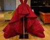 Precioso vestido de noche de encaje árabe rojo alto 2021 Sexy V Cuello en lenteas de lentejuelas con cuentas Paguent vestidos Mujeres Formales Vestidos de Fiesta Al8757