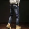 Черные джинсы джинсовые мужские брюки синий хип-хоп разорвал джинс для мужчин бренд карандаш огорченный человек синие брюки плюс размер 40 42 44 46 48 G0104