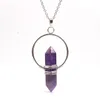 Collane con ciondolo in pietra di quarzo naturale Collana con filo esagonale con proiettile a pendolo opale Collana in cristallo rosa viola Gioielli Reiki Femme