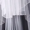 Doppellagiger Damen-Hochzeitsschleier mit unregelmäßiger Länge, 2 Etagen, schlicht, einfarbig, plissiert, weicher Tüll, kurzer Brautschleier mit Kamm5104880