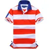Wholesale summer stripe stitching embroidery plus size shirt Fashion lapel cotton loose short sleeve men's fashion t-shirt