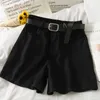 Mode d'été Denim Shorts Ceinture Haute Taille Élégante Jeans Large Jambe Court Feminimos Coréen Causal Bottoms 6H734 210603