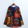 EaseHut Women Vintage Hooded Hoodies Ethnic Printed Cotton Linen Pullover Tops Long Sleeve Drawstring Pocket Top Plus Size LJ201103