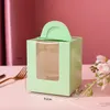 Single CupcakePacking Boxes With Clear Window Handle Portable Macaron Box Mousse Cake Boxes Paper Package Birthday PartyT2I53030