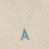 antique sier lettre pendentif alphabet charme personnalisé perles turquoise collier initial