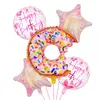 Party-Dekoration, Donut-Folienballon, 5 Stück/Set, alles Gute zum Geburtstag, Hochzeit, Weihnachten, Babyparty, aufblasbare Aluminium-Luftballons, Event-Zubehör, Kinderspielzeug