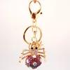 Härlig Rhinestone Crystal Spider Keychain Keyring Spider Key Chain Ring Holder Alloy Keychains