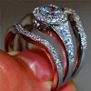 Anneaux de mariage ensembles argent hommes bagues de fiançailles bijoux mode diamant Couple anneaux pour femmes