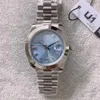 ST9 Çelik Saatler 40mm Elmas Seti Mavi Dial Buz Otomatik Mekanik Hareket Safir Cam Başkanı Paslanmaz Erkekler Bilek Swatches