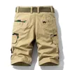 Chaifenkoメンズ夏の綿の貨物のショートパンツ軍の戦術的なズボン緩い仕事のカジュアルマルチポケットの軍人男性210629