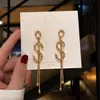 925 silver needle Korean temperament letter Earrings full diamond s Tassel Earrings niche design fashion earrings for women