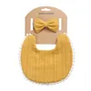 1918cm Flax Cotton Saliva Band Suit Burp Cloths Solid Color PrintingBib TwidedBibs Baby Children Pocket 14 5BB Y2182732