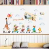 Dessin animé mignon animaux Stickers muraux pour enfants chambre salon canapé fond décoration murale décor à la maison auto-adhésif autocollant 211124