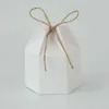 50 pezzi scatola regalo per caramelle esagonali Kraft bianco scatole per confetti per matrimonio torta scatola per feste borsa ecologica in cartone per baby shower borse per battesimo 211108