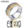 CREMO заполнено S Нержавеющая сталь ленты Женщины многоцветные аксессуары взаимозаменяемое выступление ручной работы кольцо ювелирных изделий